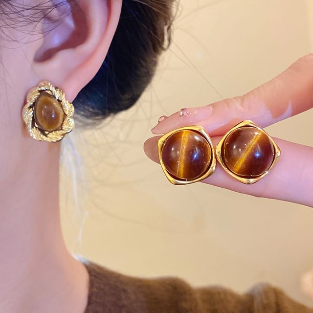 Calafa-Marble Stud Earing