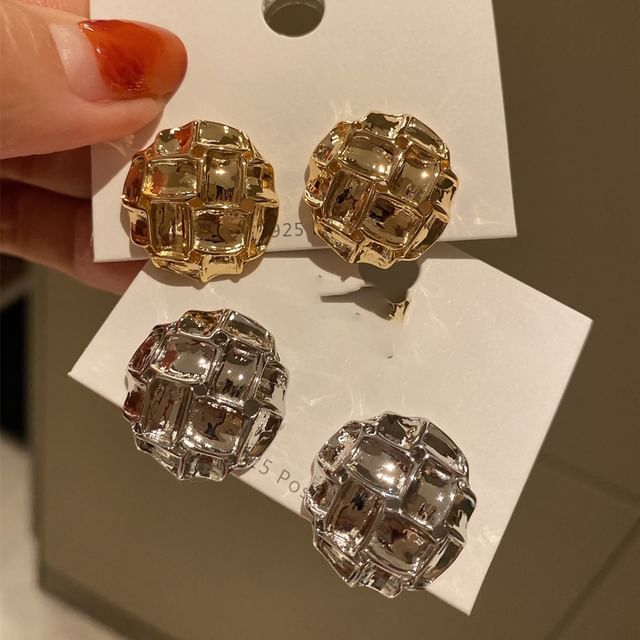 Calafa-Woven Button Stud Earring