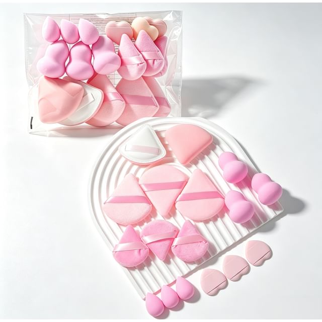 Candy Drop-Set of 17 Heart Shape Makeup Puff Set