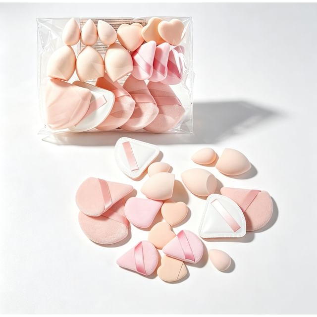 Candy Drop-Set of 17 Heart Shape Makeup Puff Set