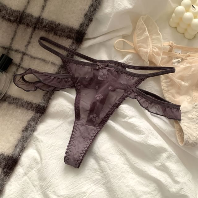 Candyiry-Cutout Lace Thongs