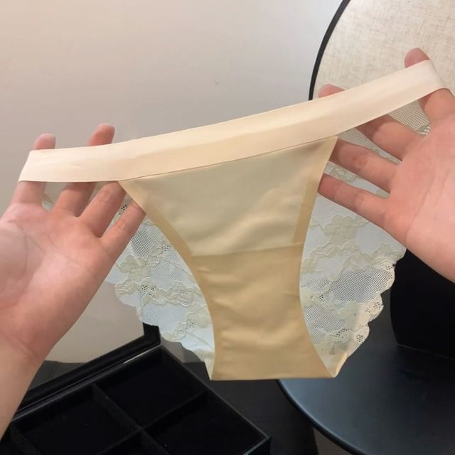 Candyiry-Lace Panel Seamless Panty