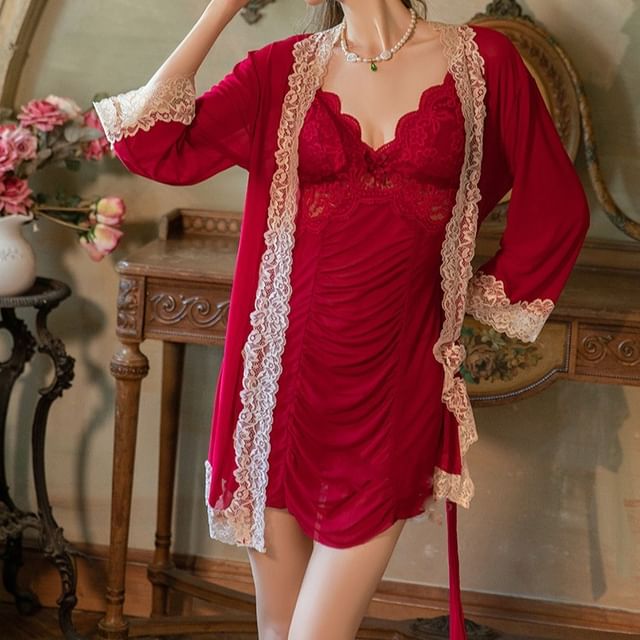 Candyiry-Lingerie Lace Babydoll Set