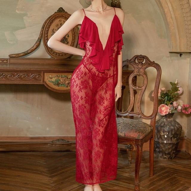 Candyiry-Lingerie Lace Chemise Set