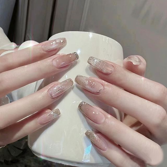 Candyvina-Glitter Tapered Square Press On Nail