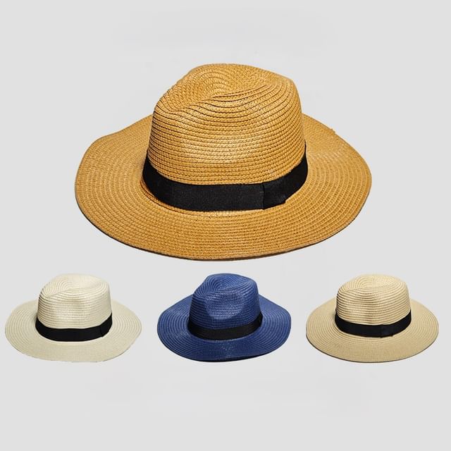 CapNap-Plain Wide Brimmed Straw Hat