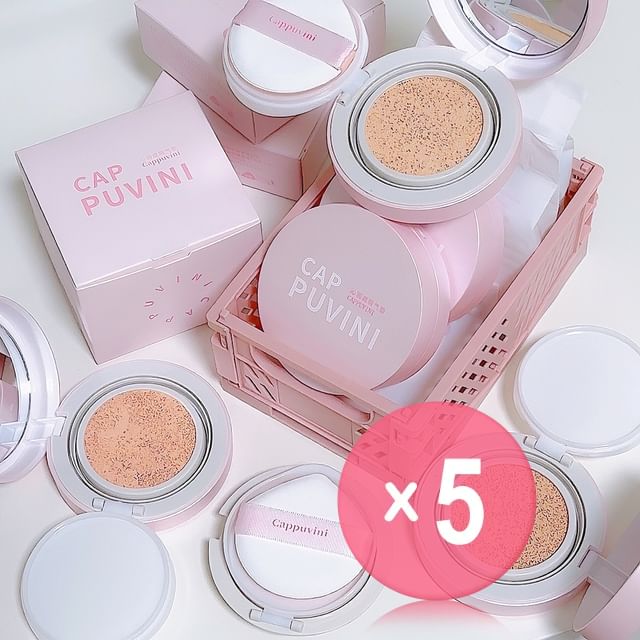 Cappuvini-Hydrating Long Lasting Cushion Refill Only - 3 Colors 5pcs Bundle Set