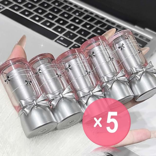 Cappuvini-Sweet Cool Bowknot Temperature-Changing Lipstick - 3 Colors 5pcs Bundle Set