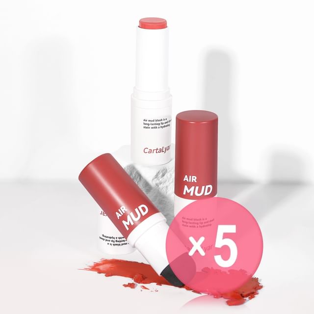 CartaLyar-Clouds Air Blush Multi-Purpose Mud Stick - 6 Colors 5pcs Bundle Set