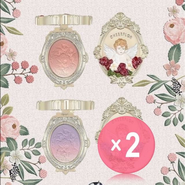 CHEERFLOR-Angel Apocalypse Embossed Gradient Blusher - 2 Types 2pcs Bundle Set