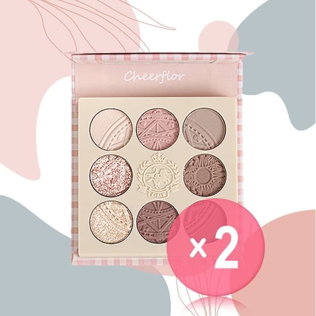 CHEERFLOR-Farley Garden Magic Circle Embossed Eyeshadow - CFR968 Morandi Pink 2pcs Bundle Set