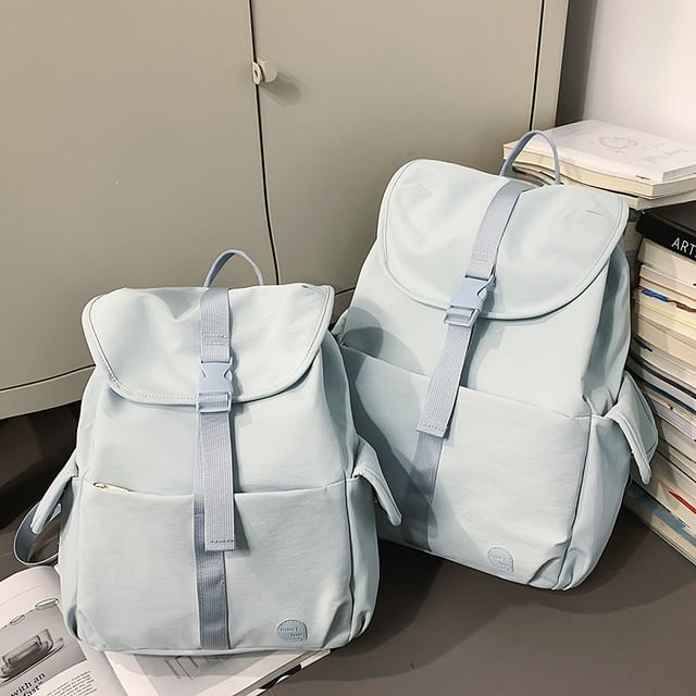 Chestnut Party-Plain Flap Nylon Laptop Backpack Various Designs