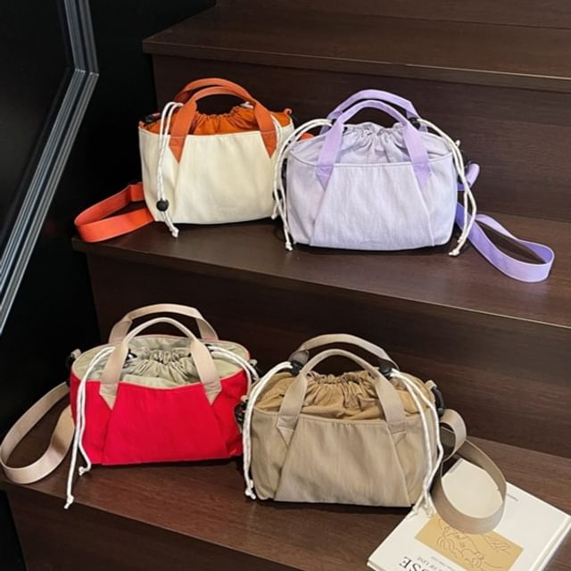Chestnut Party-Top Handle Drawstring Crossbody Bag