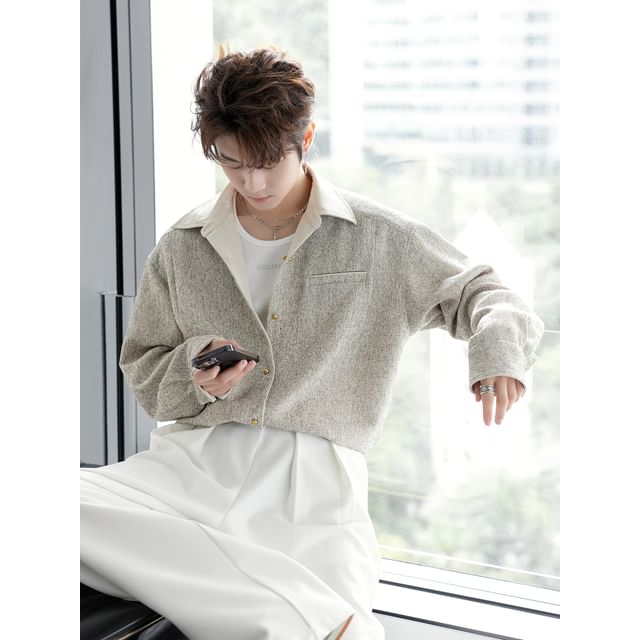 CHIC ERRO-Long-Sleeve Pocketed Shirt