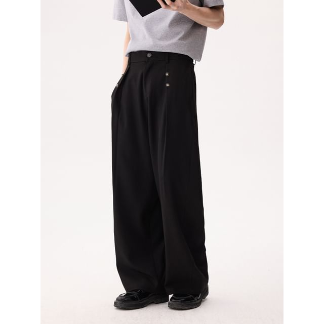 CHIC ERRO-Mid Rise Plain Straight Leg Pants