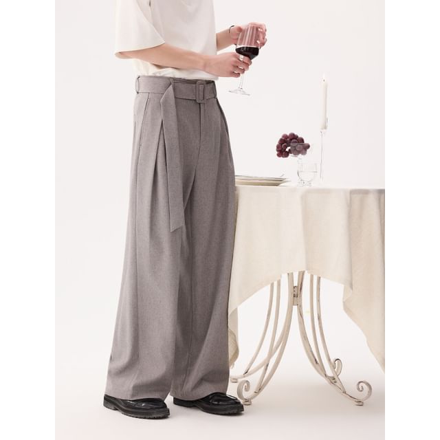 CHIC ERRO-Mid Rise Plain Wide Leg Pants