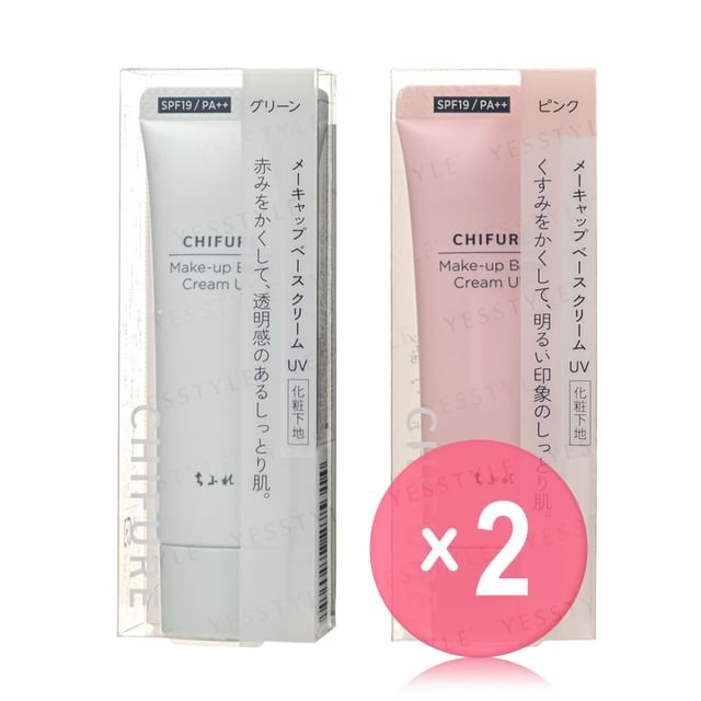 CHIFURE-Make-Up Base Cream UV SPF 19 PA 2pcs Bundle Set