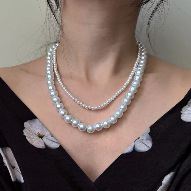 Chimerro-Faux Pearl Double Strand Necklace