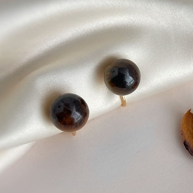 Chimerro-Natural Stone Bead Stud Earring Clip On Earring