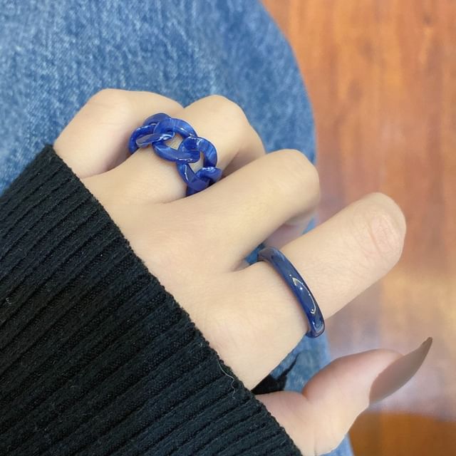 Chimerro-Set Resin Ring Cuban Chain Resin Ring