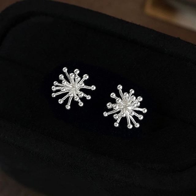 Chimerro-Silver Tone Burst Stud Earring Clip On Earring