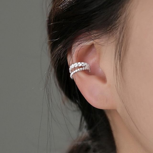 Chimerro-Silver Tone Woven Ear Cuff