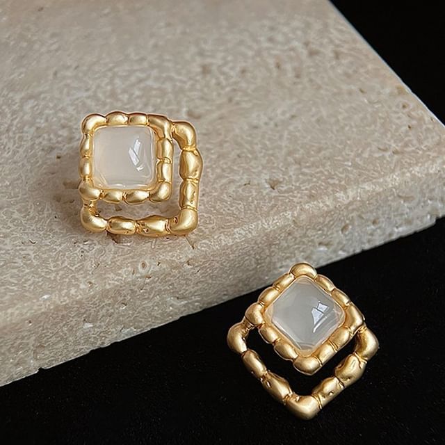 Chimerro-Square Alloy Drop Earring Clip On Drop Earring