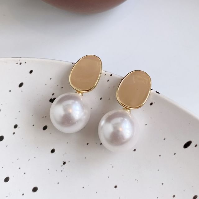Chimerro-Sterling Silver Faux Pearl Dangle Earring