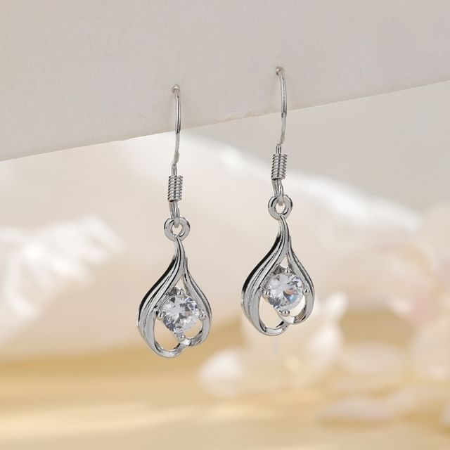 Chimerro-Teardrop Rhinestone Alloy Dangle Earring