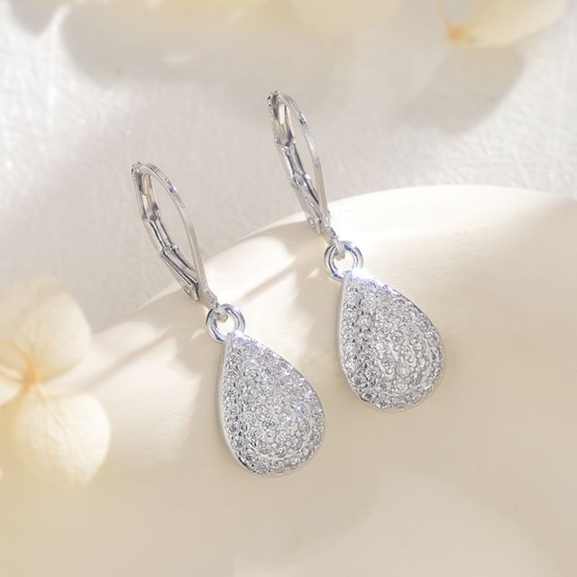 Chimerro-Teardrop Rhinestone Alloy Drop Earring