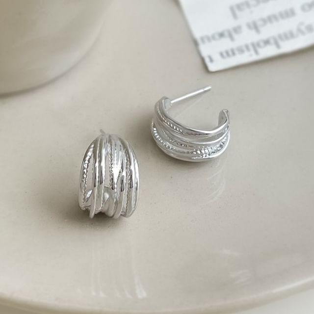 Chimerro-Twisted Layered Alloy Open Hoop Earring Clip On Open Hoop Earring
