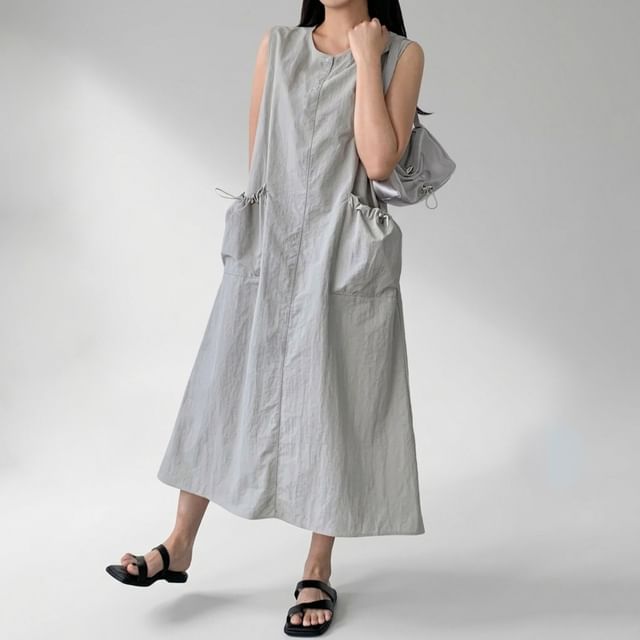 Chubby Girl-Plain Drawstring Cargo Jumper Skirt