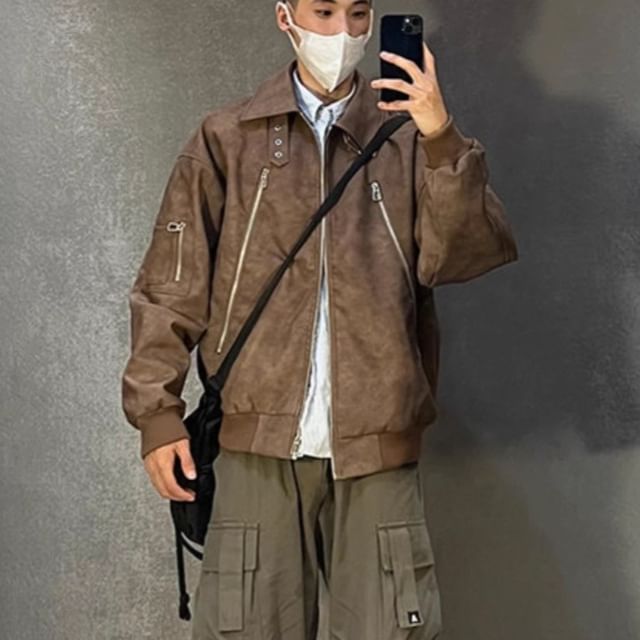 Chuoku-Collar Zip Cargo Jacket
