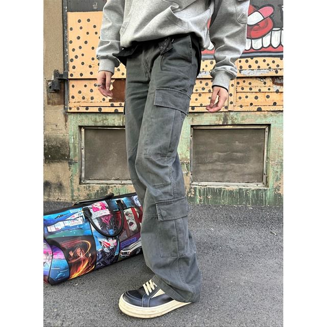Chuoku-High Waist Flared Cargo Pants