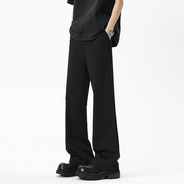 Chuoku-High Waist Plain Flared Dress Pants