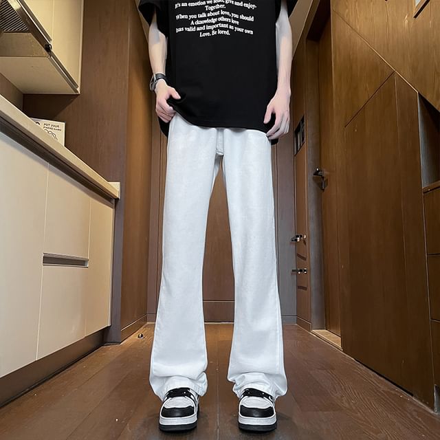 Chuoku-High Waist Plain Flared Jeans
