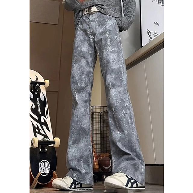 Chuoku-High Waist Tie Dye Flared Pants