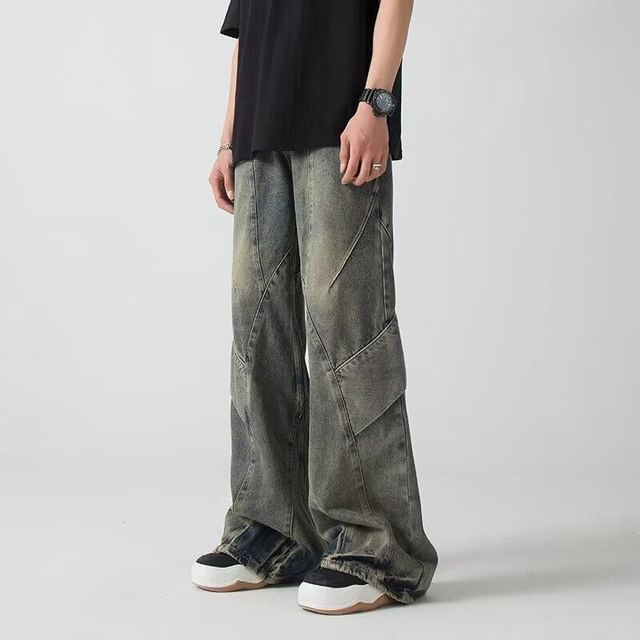 Chuoku-High Waist Washed Flared Jeans