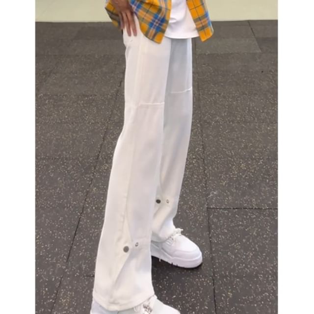 Chuoku-Mid Rise Plain Bootcut Pants