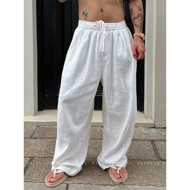 Chuoku-Mid Rise Plain Loose Fit Pants