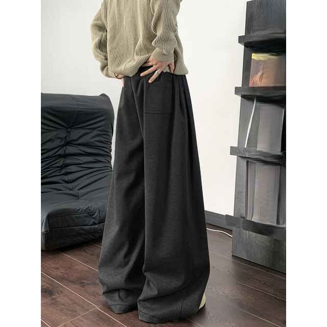 Chuoku-Mid Rise Plain Wide Leg Pants