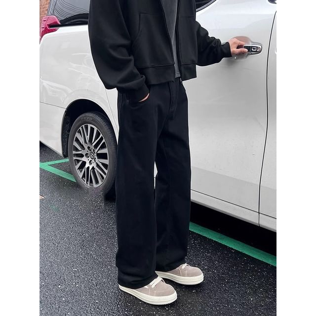 Chuoku-Mid Rise Plain Wide Leg Pants