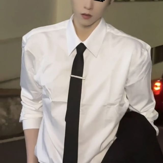 Chuoku-Set Long-Sleeve Plain Shirt Necktie