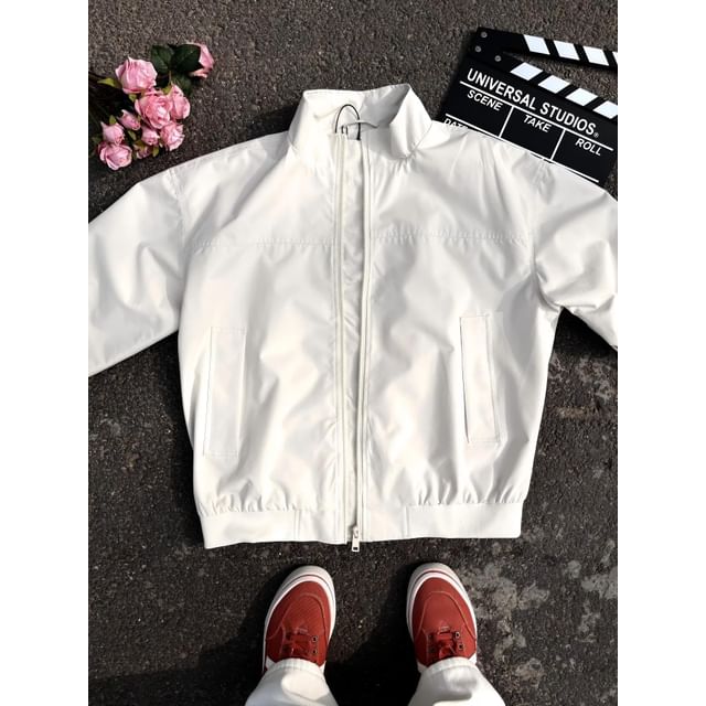 Chuoku-Stand Collar Plain Zip Jacket
