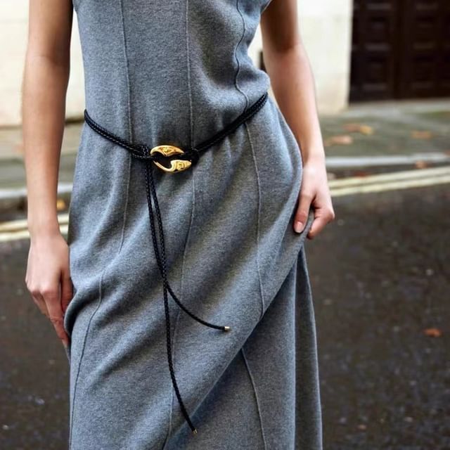 CIMAO-Braided Cord Belt Necklace