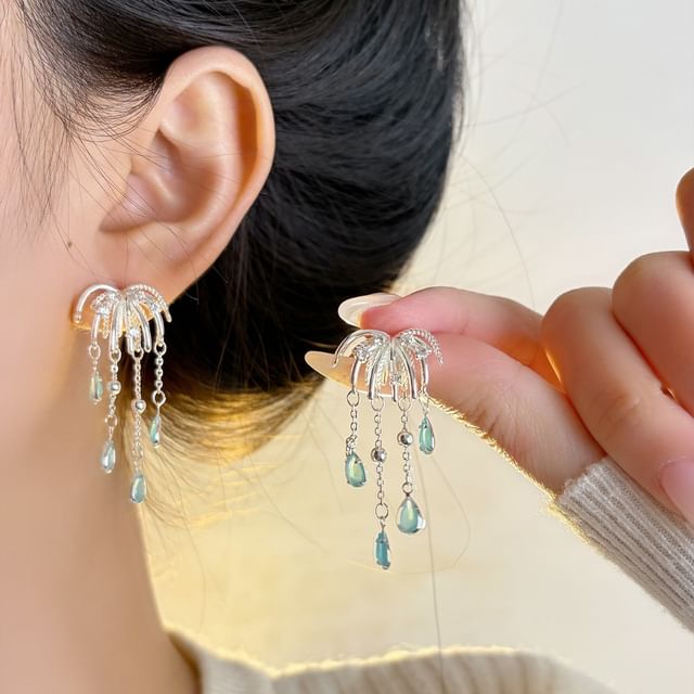 CIMAO-Firework Rhinestone Fringed Drop Earring