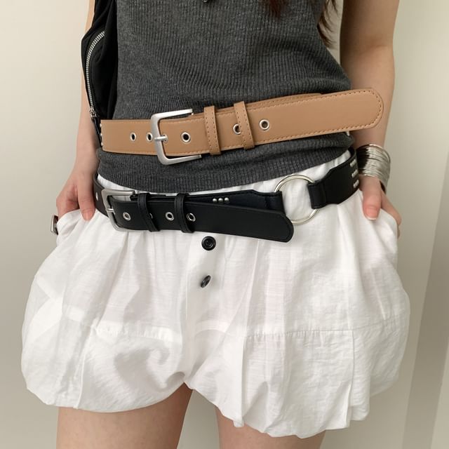 CIMAO-Plain Faux Leather Belt