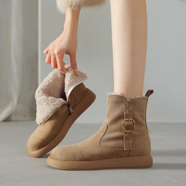 Cinnabelle-Buckled Platform Short Boots