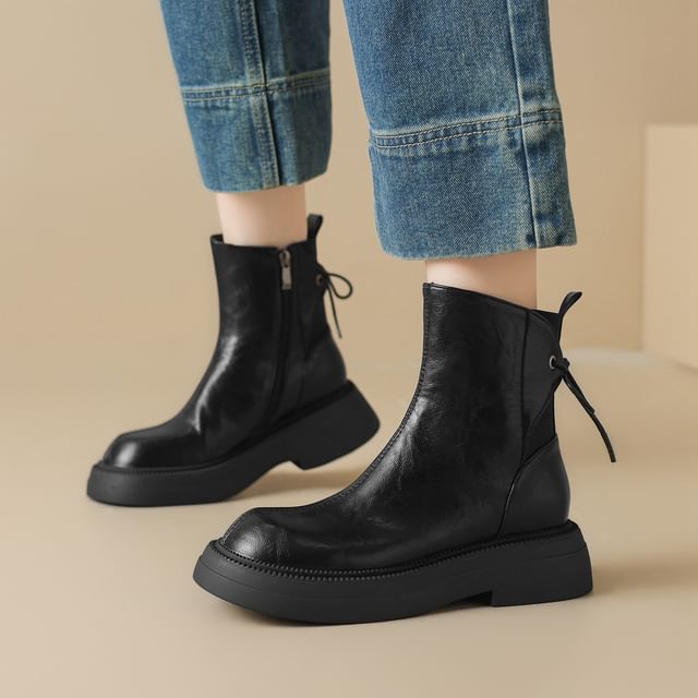Cinnabelle-Faux Leather Platform Ankle Boots