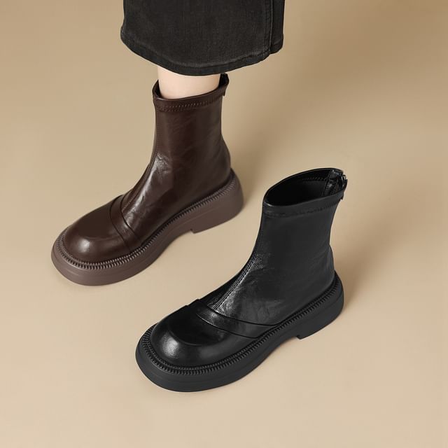 Cinnabelle-Faux Leather Platform Short Boots